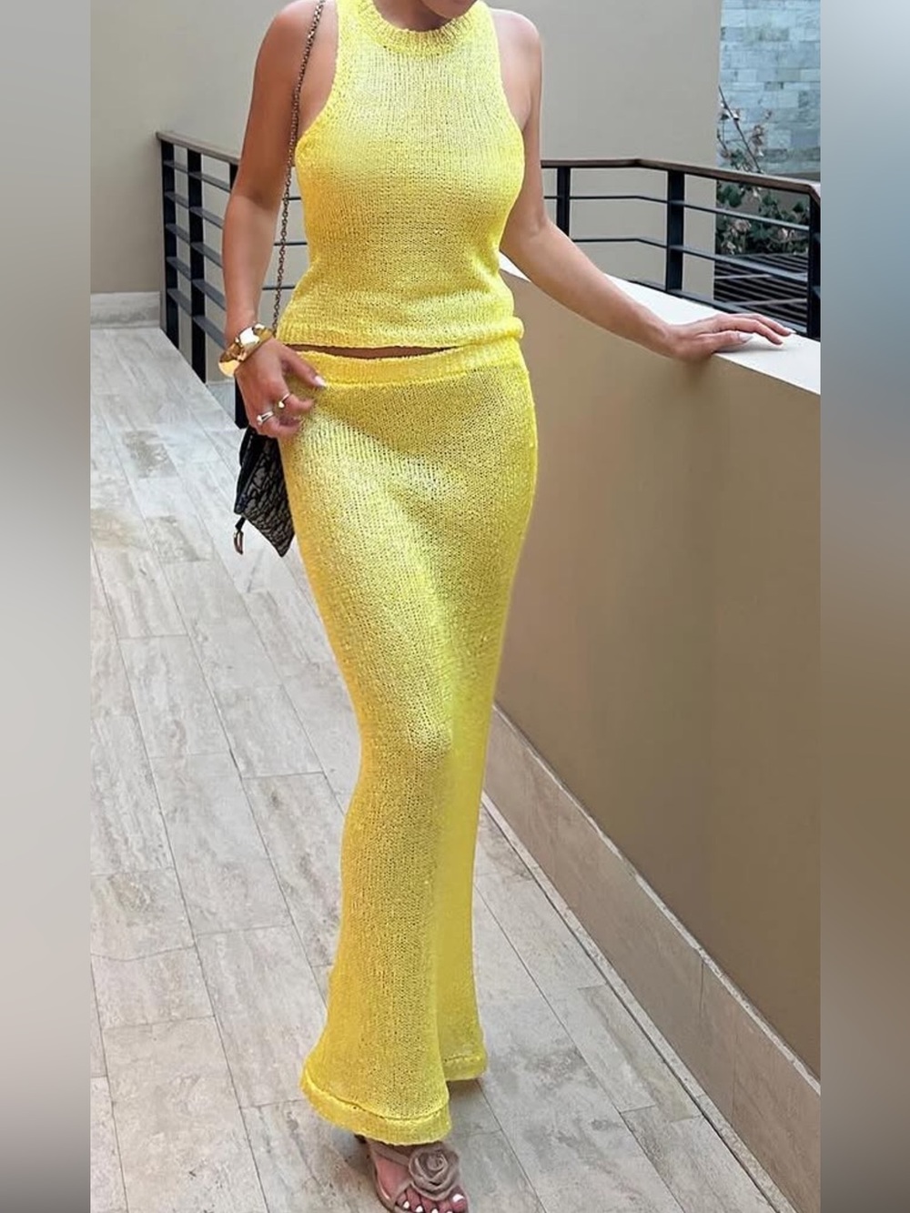 Yellow Knit Maxi Skirt – Women Skirts